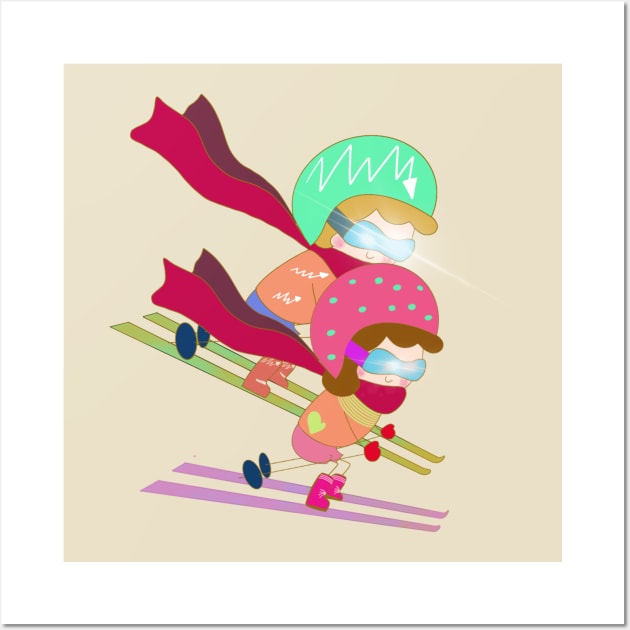 Skiers Wall Art by Laria